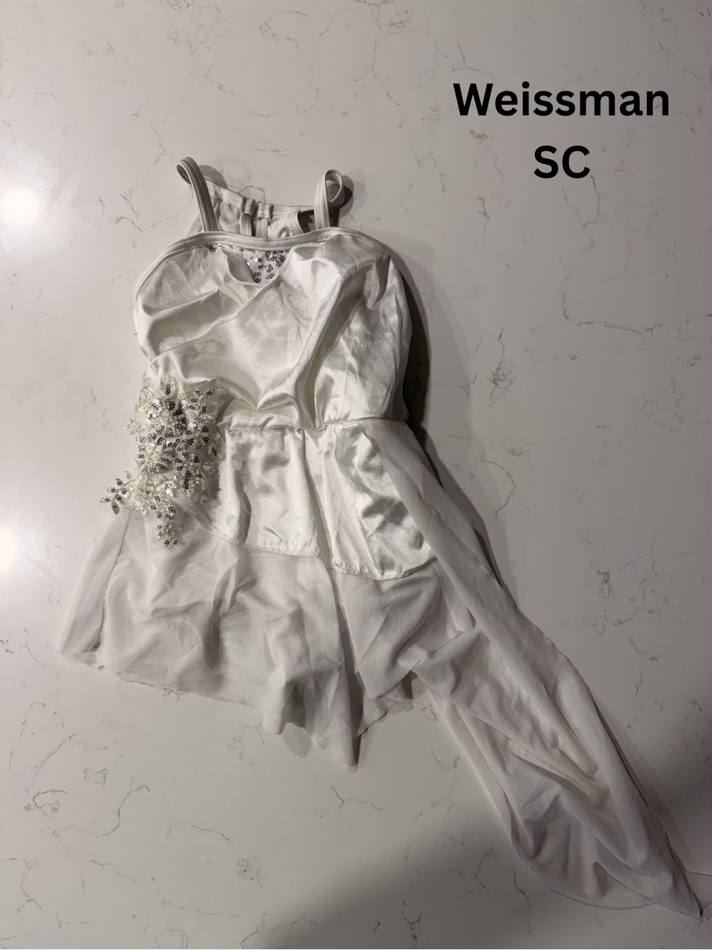 Weissman White Girls' Dance Costume with Sparkle Applique